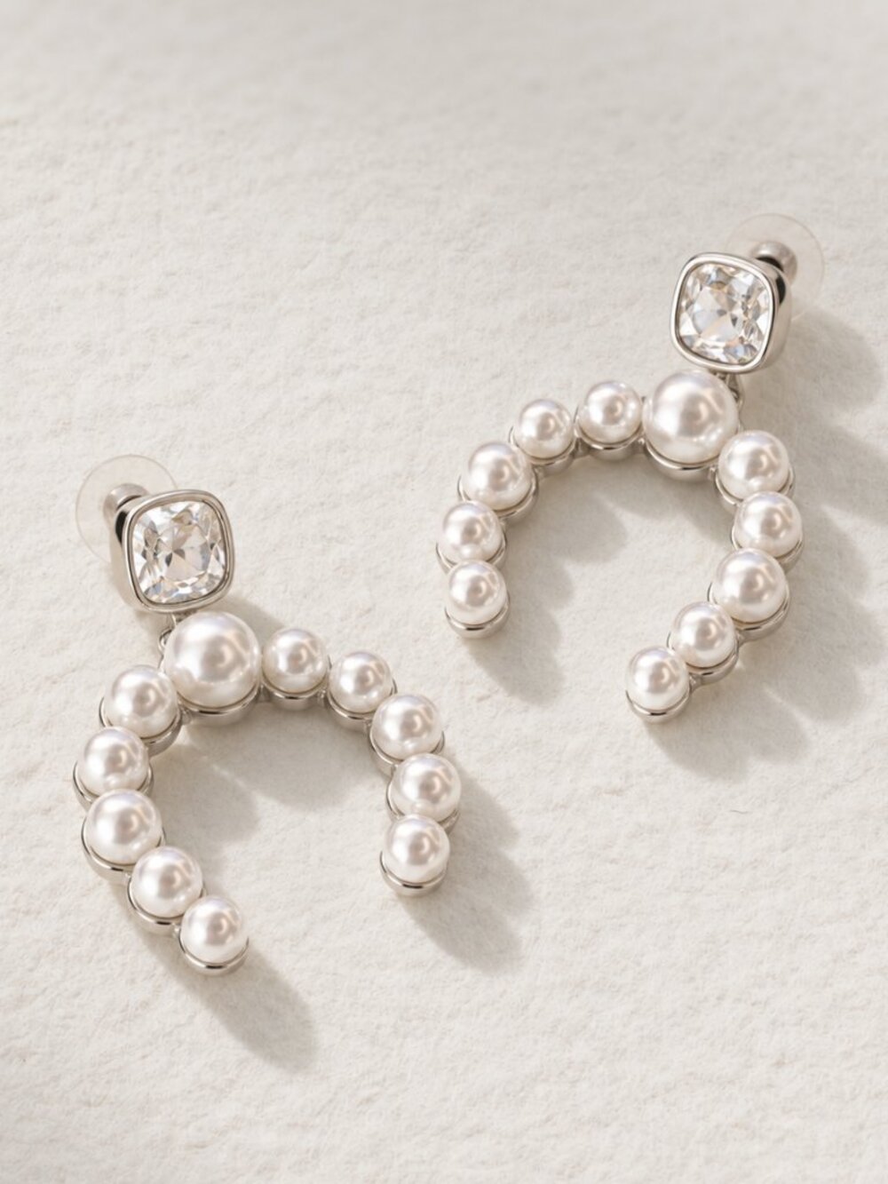 Oscar de la Renta 18K White Gold Pearl Crystal Statement Drop Earrings